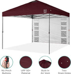 Best Choice Products 10x10ft Easy Pop Up Canopy w/Side Wall, 10 Pockets, Portable Carrying Case, 1-Button Setup, 4 Weight Bags - Burgundy