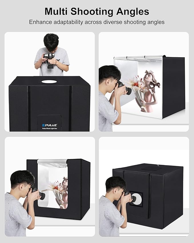 PULUZ Studio Light Box Photography, 31x31 inch Large Photo Light Box with 234 LED Beads, CRI >95, Professional Portable Photo Booth Shooting Tent Kit with 4 Color PVC Backdrops for Product Photography