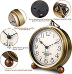 Gold Desk Alarm Clock for Bedroom Kids Modern Mantel Small Table Clock Desktop Farmhouse Tabletop Metal Battery Operated Clock for Bedside Living Room Office Silent 5.5 Inches (Arabic)