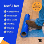 TapeManBlue Floor Protection Film, 48" x 200', Made in USA, Blue Self Adhesive Floor Protector Tape for Moving, Painting and Construction, Temporary Covering to Shield Hardwood, Tile, Hard Surfaces