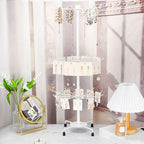 4 Pcs Spinning Jewelry Display Stand 3 Tier Rotating Keychain Earring Retail Rack Adjustable Fashion Counter Jewelry Tree Display Holder Organizer for Women Men (White)