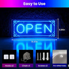 Open Signs for Business, LED Neon Open Sign Lighted Open Lights for Business Window Door Wall Hanging Coffee Snack Bar Restaurant Barbershop Retails Store Shop, USB Power & Dimmab