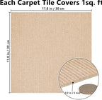 30Pcs Carpet Tiles Peel and Stick, Self Adhesive Carpet Floor Tile 12” x 12”, Khaki Soft Padded Flooring Sticker, Home Decor for Bedroom Living Room Office, 30 sq ft per Box