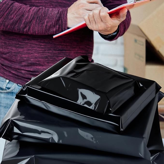 200Pack 19x24" Black Poly Mailers - Self Sealing, Waterproof & Tear-Resistant Shipping Envelopes for E-Commerce, Clothing, Books & Small Business