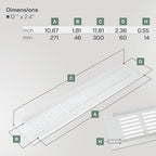 Vent Systems 11.81 x 2.36 (Outer Size) Air Supply Ventilation Grille - White Aluminum Rectangle Intake/Exhaust Door Vent Deflector - HVAC for Home Improvement Floor, Wall Duct Cover