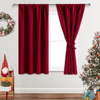 JIUZHEN Blackout Curtains for Bedroom– Thermal Insulated,Noise Reducing Room Darkening Privacy Rod Pocket Drapes for Living Room, Set of 2 Panels with Tiebacks, 42 x 54 inch Long, Red