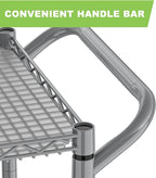 Heavy Duty Metal Carts with Wheels 1050lbs Steel Wire Rolling Utility Cart with Storage Commercial Grade Trolley with Handle Bar&Shelf Liner for Kitchen Living Room Laundry Grocery