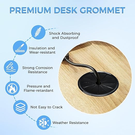 4 Pcs Cable Grommet, Snap Bushing 2-5/8" (70 mm) Mounting Diameter, Flexible Petal-Shaped Buckle Round Nylon Desk Grommet for Wires Through Countertop Cord Organizer and Protection, Black