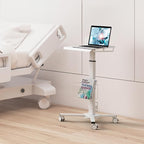 ONKRON Mobile Laptop Cart on Wheels, Load up to 17.6 lbs, Standing Rolling Desk Adjustable Height, Portable Workstation for Laptop/Small Computer Cart for Couch, Home, Office White