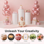 3 Pcs Wedding Cylinder Stands, Party Cylinders Set of 3 Stand, Acrylic Round Pedestal Stand for Wedding Birthday Party 23.6'', 29.5'', 35.4'' H