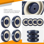 16 Pack Shopping Cart Replacement Wheels Kit, 5" Shopping Cart Casters, Double Ball Bearing TPU Silent Supermarket Casters for Supermarket (Blue)
