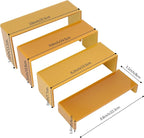 ELEGANTLIFE Acrylic Display Riser,4.3mm Heavy Duty Crystal Display Stand Shelf Layered Aesthetic, Jewelry Display Shelf Risers for Décor,4 Pack Set Multi-color (Gold)