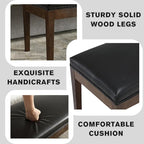 PU Leather Dining Bench Upholstered Entryway Bench Farmhouse Shoe Bench Seat Ottoman for Hallway Living Room Bedroom End of Bed Dining Room Kitchen, 45.5" Long, Black