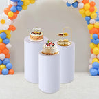 3 Pcs Wedding Cylinder Stands, Acrylic Round Pedestal Stand, Party Cylinders Set of 3 Stand for Wedding Birthday Event Decor 19.6'', 21.6'', 23.6'' H