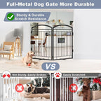Full Metal Free Standing Dog Gate with Door for Indoor Outdoor, 48'' Extra Wide 36'' Tall Dog Gate for Doorways,Large Openings,Decks,Pet Puppy Freestanding Safety Fence(2 Panels,Black)