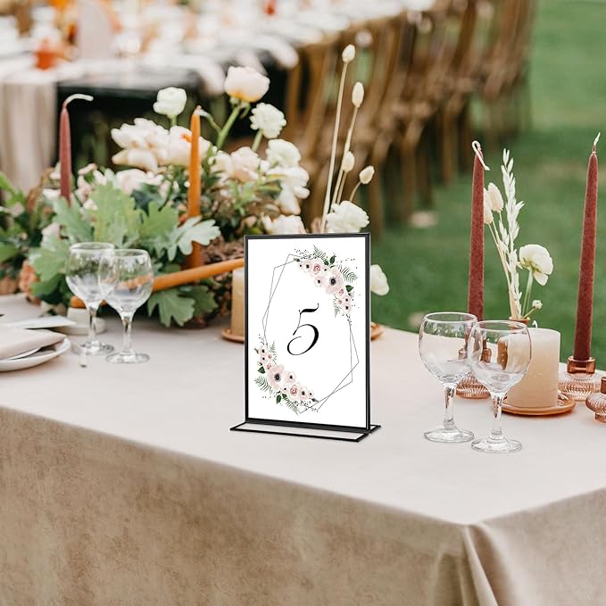10 Pack Acrylic Sign Holders 4x6 Photo Frames, Double Sided Picture Frame, Clear Wedding Table Number Holder, Table Menu Display Holders for Restaurant Signs, Party and Office Photos, Black