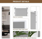 ANYHI Over The Door Mirror, 47" x 12" White Door Mirror Full Lenth, 2 Hooks, Door Mount or Wall Mount, for Bedroom, Living Room, Bathroom