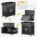 INTERGREAT Rolling Tool Chest with Wheels and 8 Drawers, Detachable Large Tool Cabinet with Lock for Garage, Locking Mechanic Tool Cart with Black Liner for Warehouse, Workshop, High Capacity