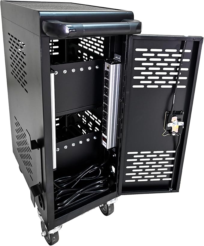 Laptop and Tablet Charging Cart, 16 Unit Device Mobile Charging Station for Chromebook, Tablet, Laptop, with Charging Port Screen Size Up to 16.3", Suitable for Office, Classroom, etc (Black)