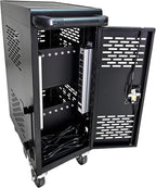 Laptop and Tablet Charging Cart, 16 Unit Device Mobile Charging Station for Chromebook, Tablet, Laptop, with Charging Port Screen Size Up to 16.3", Suitable for Office, Classroom, etc (Black)