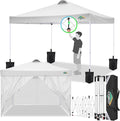 COBlZI 10x10 Pop Up Canopy Tent with 4 Removable Sidewalls，Waterproof Commercial Easy up Adjustable Gazebo with Air Vent, 4 Sandbags，4 Stakes & 8 Ropes（Tents for Party/Exhibition,White