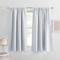 PONY DANCE White Draperies & Curtains - Room Darkening Rod Pocket Top Thermal Insulated Noise Reducing Short Curtain Panels for Kitchen Bedroom, 52 Wide x 45 Inches Long, Greyish White, 2 PCs