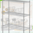 6 Pcs 18" W x 9" H Wire Shelf Divider Chrome Plated Steel Wire Rack Divider for Shelving Metal Accessories for Bathroom Kitchen Office Pantry Room Storage Organization, Silver