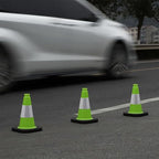 6 Pack 12" Inch Green PVC Traffic Cones with Heavy-Duty Base, High-Visibility All-Weather Safety Cones for Road Construction, Parking Lot, and Garage Use (6, Green, 12" Small)