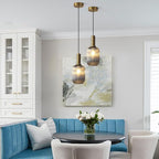 KCO Lighting Mini Smoke Glass Pendant Light Fixture 1-Light Brushed Gold Pendant Lights Kitchen Island Minimalist Globe Pendant Lighting Mid Century Modern Entry Hanging Light