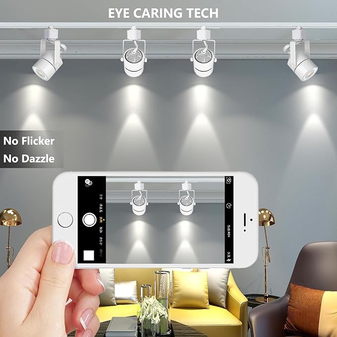 12PCS Dimmable LED White Track Lighting Heads (No Track Rails) with Dedicated Dimmer,Replaceable GU10 Bulbs,Switchable 3CCT Ceiling Spotlight Fixtures for Accent Lighting for Home,Store & Mobile Cart