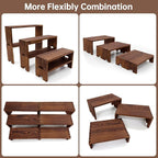 Display Wood Risers Wooden Stand 3 Tier Wood Racks Decorative Rectangular, 2 Set 6 Piece Cupcake Stands Cologne Perfume Organizer Dessert Showcase(Brown)