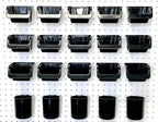 WallPeg Pegboard Bins & Cups - 15 each 5" Bins and 5 each 5" Cups - Hooks to Peg Board Panel Organize Hardware Arrange Accessories Workbench Tool Organizer Garage Storage -MADE IN USA-