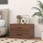 GOFLAME Stackable 2-Drawer Dresser, Wood Horizontal Storage Organizer with Metal Handle & Smooth Sliders, Lateral File Cabinet with Anti-tilt Kit for Bedroom Office, Walnut