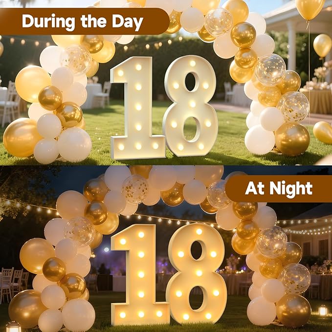 3FT Marquee Numbers 18, Large Light up Number 18 for Birthday Party Supplies, Sign, Backdrop, Happy 18th Birthday Decorations for 18 Years Old