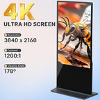 HLEC 43'' Indoor Floor-Standing Digital Signage Interactive Display, 4K Touchscreen Advertising Display LCD Kiosk, Commercial Android Smart System, CMS Software, HDMI/USB Input＆Out/WiFi(4+64G)