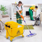 Commercial Mop Bucket with Wheels, 20 Quart Side Press Wringer Combo Mop Bucket with Wringer Combo for Home Hotel Restaurant