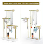 SRIWATANA Jewelry Organizer Display Extra Tall Necklace Holder 3 Tier Jewelry Tree Stand, Gift Idea (White & Gold)