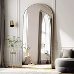 TinyTimes 76''x34'' Arched Floor Mirror, Full Length Body Mirror with Stand, Modern & Contemporary Design, Aluminum Alloy Frame (Gold)
