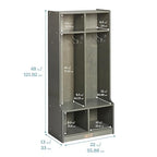 ECR4Kids 2-Section Coat Locker with Bench, Classroom Furniture, Grey Wash