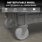 Utility Cart on Wheels, 1000 lbs Capacity Rolling Service Cart, 40 x 17 Inch Work Carts, 2 Shelf Heavy Duty Plastic Tool Cart, Lipped Shelves, for Warehouse, Garage, Cleaning, Gray