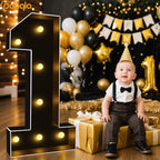 Pooqla 3FT Marquee Light Up Numbers, Black Lighted Party Decor for her him Women Men, Giant Mosaic Light Up Numbers for 8th 18th 80th Birthday Anniversary Decoration, Number 8