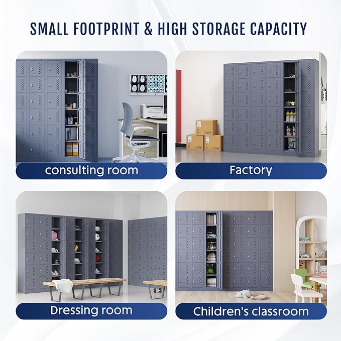 Metal Locker Storage Cabinet with 6 Doors, 71'' Tall Lockable Lockers Storage Cabinet, Employee Lockers with Doors for Utility Closet, Office, School, Gym, School