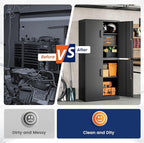 Yizosh Metal Storage Locking Cabinet with 4 Doors and 2 Adjustable Shelves,71" Lockable Garage Tall Steel Cabinet,for Home Office,Living Room,Pantry,Gym,Commercial Storage (Black)
