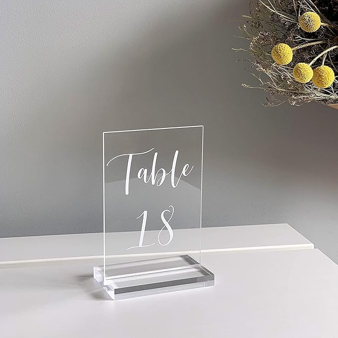 UNIQOOO 4" Clear Acrylic Stand | 4 Pack 3mm Slot Wedding Sign Holders, Perfect for Wedding, Table Number, Exhibition, Office, Restaurant, Business