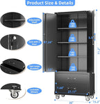Aobabo Upgraded Metal Garage Storage Cabinet with Wheels and 2 Drawers, Lockable Rolling Tools Cabinet with Pegboards and Hooks,Assembly Required,Black
