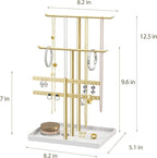 pickpiff Gold Jewelry Stand Holder Organizer: 12.5" Sturdy Hanger for 80 Pcs Jewelry, Jewlery Tower for Display Necklace, Earring, Bracelet, Watch