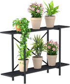 Zhongma 2 Tier Metal Sturdy Heavy Plant Stand, Narrow Plant Stand Indoor and Outdoor, L45.67 x W10.3 x H27.5 inch, 440 LBS Capacity & Heavy Duty Construction. …