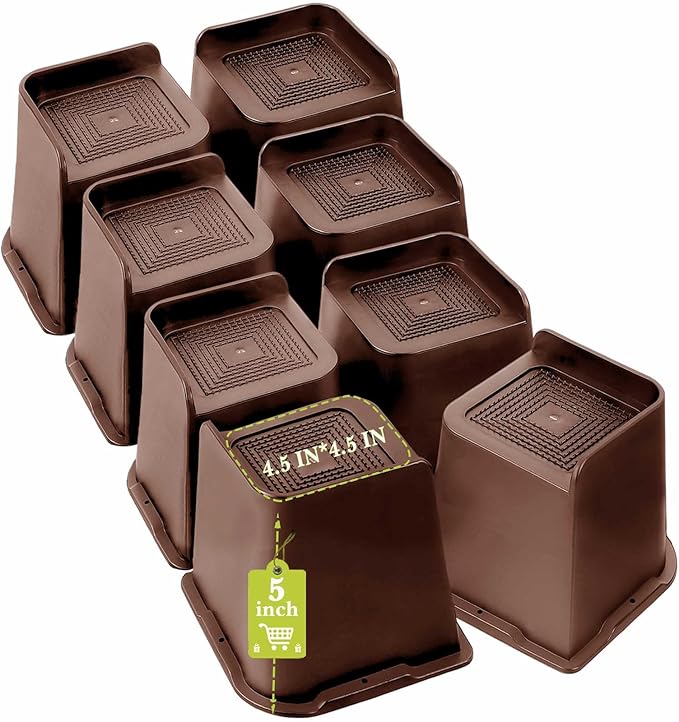 Bed Risers 1 inch, 2 inch, 3 inch, 4 inch, 6 inch, 8 inch Heavy Duty, Oversized Furniture Riser for Couch Sofa Table Chair Leg Frame Dorm, Support up to 6000 Lbs (Chocolat Brown 8 Pack, 5 inch)