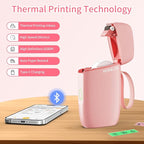 Rongta Label Maker Machine with Tape, Bluetooth Label Printer, Wireless Mini Label Makers with Multiple Templates for Organizing Office Home (Pink)