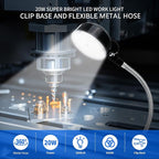 Clamp Light, LED Work Light with Flexible & Strong Clip for Workshop, Sewing, Lathe, Desk, Bright Small Area Task Lighting, 2000 Lumens, Silver